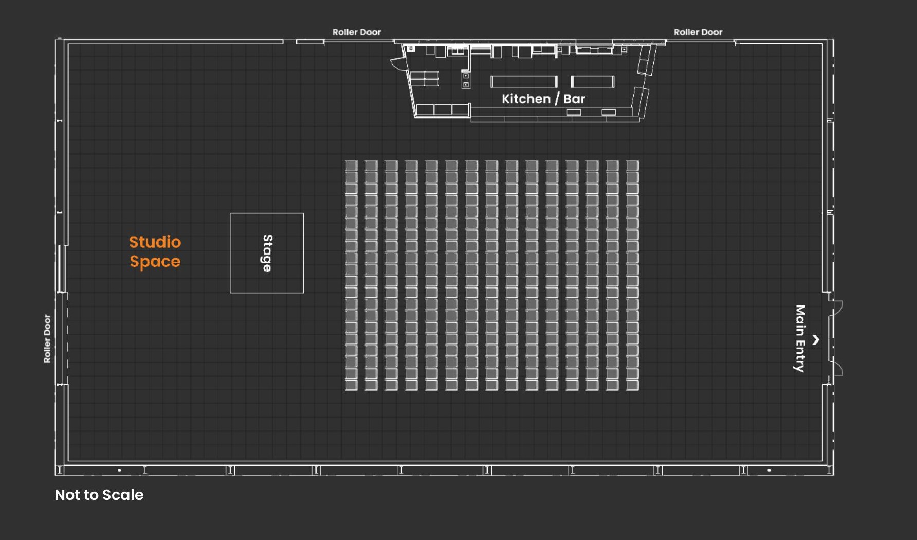 Theatre layout, up to 1,800